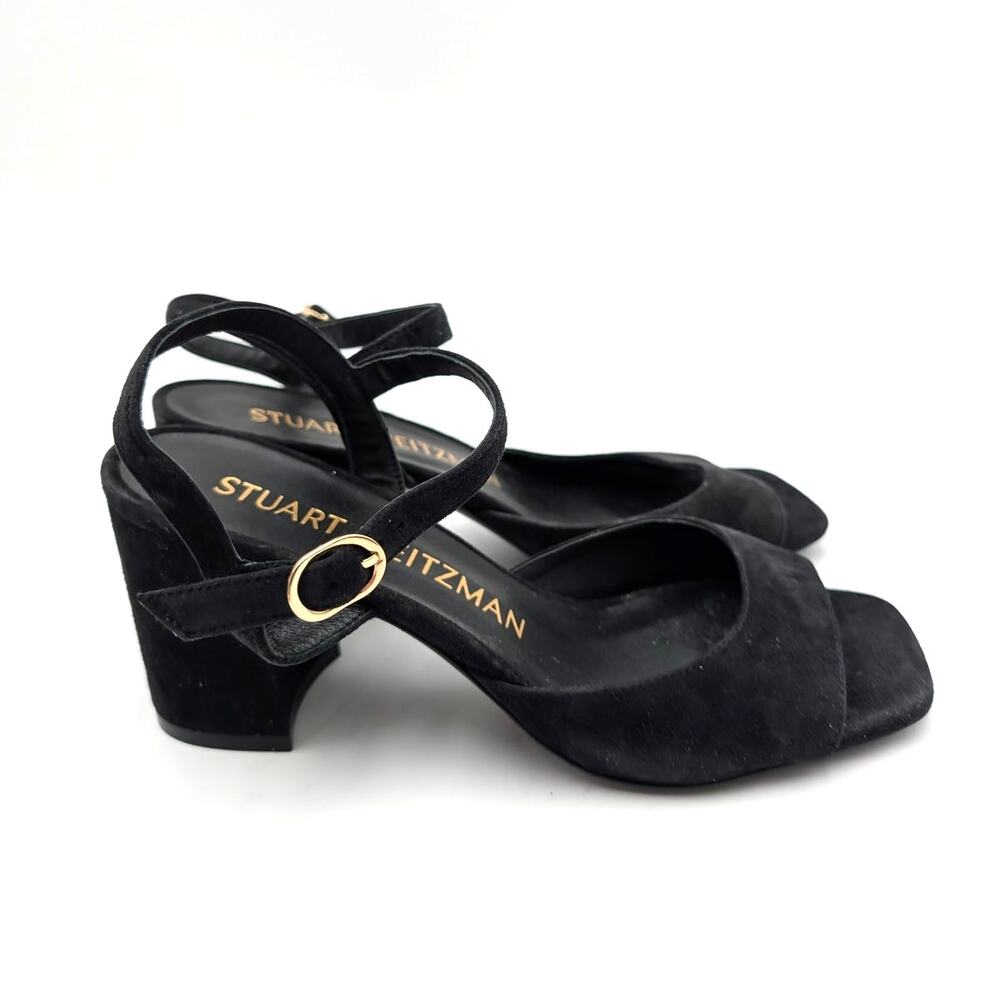 Stuart Weitzman Tia 75 Block Heel Sandal Women's Black Size US7.5B EU38 - Picture 3 of 13
